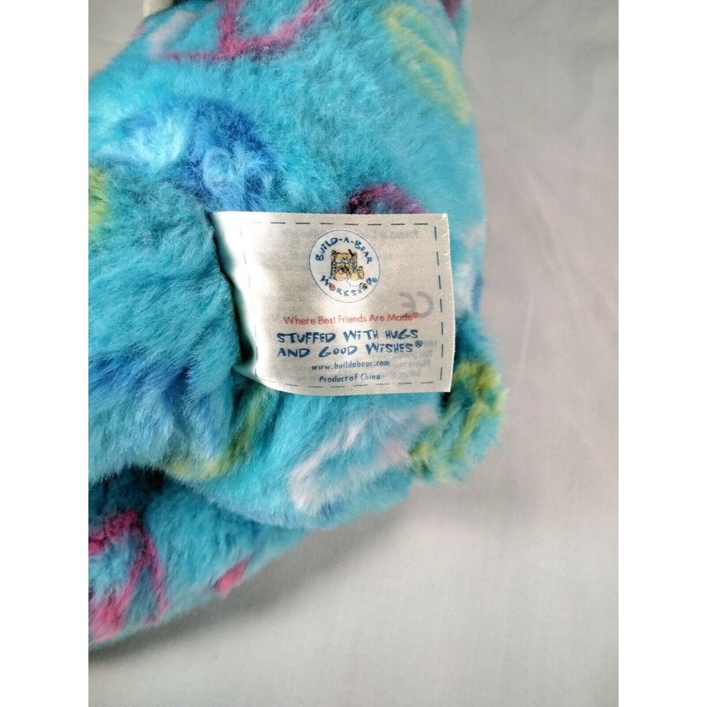 Build-A-Bear Workshop Light Blue Peace Signs Bear Stuffed Plush‎ Toy 15" EUC - Picture 8 of 10